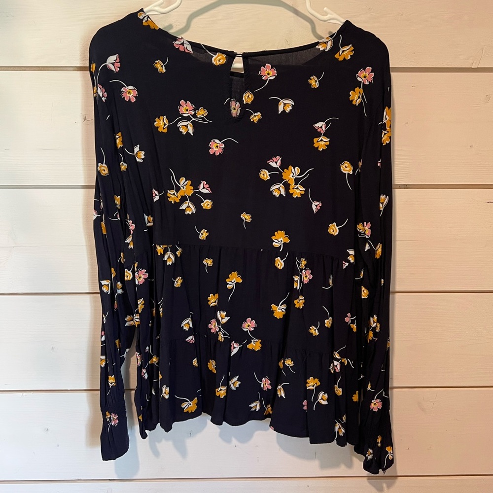 Blue Floral Blouse | XL